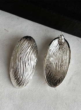 欧美贝壳条纹肌理项链耳钉戒指首饰套组时尚气质百搭小众设计感女