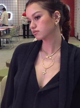 张悦儿同款欧美轻奢高级感不规则爱心耳环小众精致百搭时髦项链