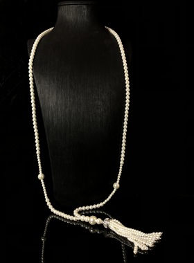 中古复古配饰流苏珍珠项链麦穗流苏高级感气质时尚首饰饰品毛衣链