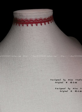 不褪色choker 复古酒红色蕾丝短款颈带项圈简约锁骨链装饰配饰