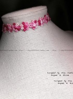 不褪色choker 粉白泫雅小雏菊短颈链choker蕾丝花朵项链颈饰 新款