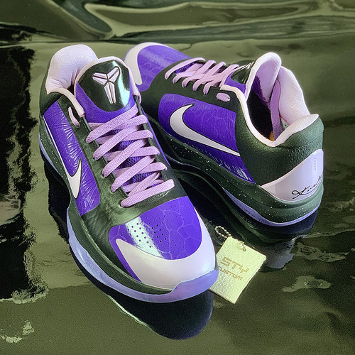 STY定制Nike Kobe5 ZK5科比5 X光万圣节紫色耐克篮球鞋浓眉哥上脚 - 图2