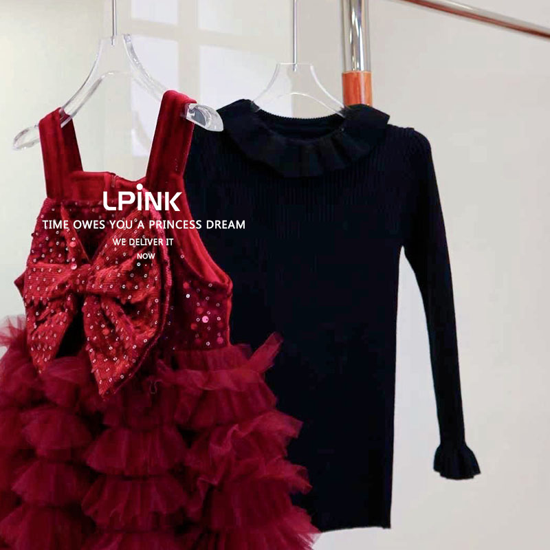 【Lpink 原创童装】女童秋冬款百搭针织荷叶边打底衫 86036 - 图2