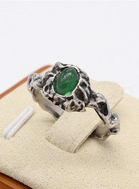 时尚钛钢男式戒指 欧美树枝宝石ins小众冷淡风钛钢男款戒指指环