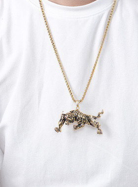 时尚钛钢项链 霸气老虎吊坠 复古猛虎潮人穿搭钛钢项链