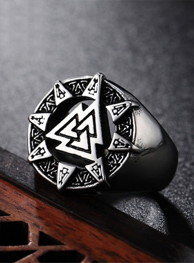 欧美风符号男士钛钢戒指