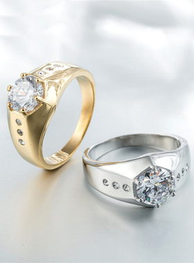 时尚钛钢男款戒指 欧美P款时尚简约男士锆石婚礼钻戒钛钢戒指指环