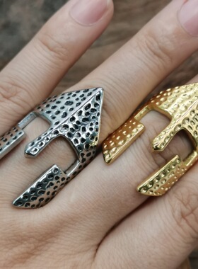 时尚钛钢戒指 欧美影视霸气斯巴达勇士面具钛钢戒指指环