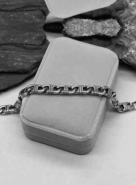 时尚钛钢手链 欧美复古朋克图腾钢铁战士铸造潮流钛钢手链