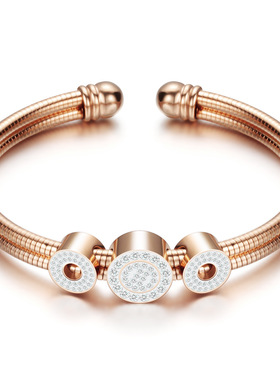 时尚风镶钻开口钛钢手环