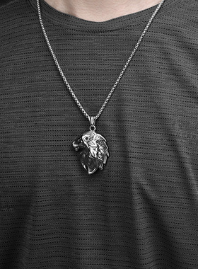 时尚钛钢项链 欧美复古雄狮子头钛钢项链个性霸气嘻哈钛钢项链