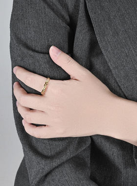 时尚钛钢戒指 欧美简约风编织链条戒指 编织的爱恋钢戒指指环