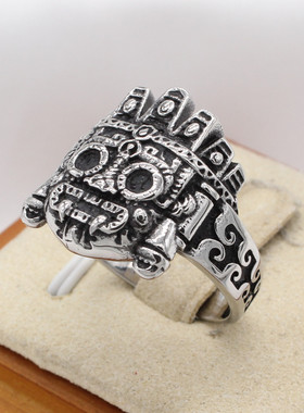 时尚钛钢男款戒指 欧美个性复古机器人外星人钛钢戒指指环