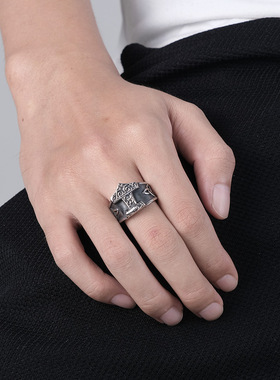 时尚钛钢戒指 北欧神话凯尔特结奥丁雷神之锤戒指 钛钢戒指指环