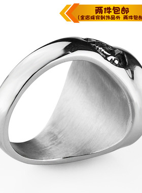 钛钢戒指欧美圆形朋克风钛钢戒指
