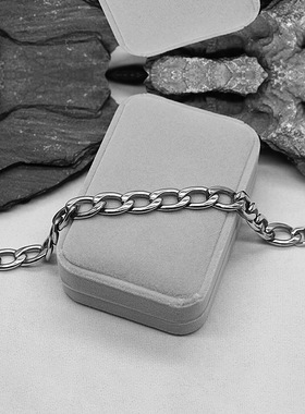 时尚钛钢手链 欧美古巴链手链 双织四面磨简约编织双扣链钛钢手链