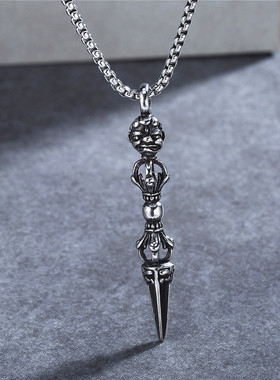 时尚钛钢项链 个性复古金刚杵钛钢吊坠 男款钛钢项链