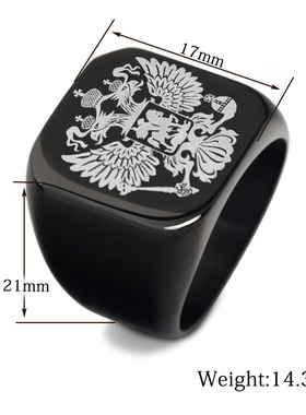 时尚风双头鹰标志钛钢戒指