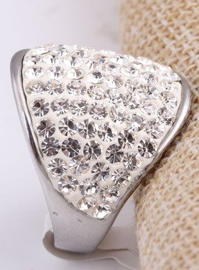 时尚钛钢戒指欧美ins排钻银色水滴形镶钻戒指百搭钛钢戒指指环