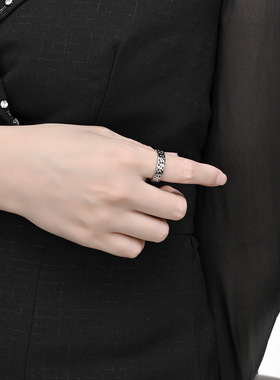 时尚钛钢戒指 中性冷淡北欧风维京三角结钛钢戒指镂空纹指环