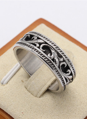 时尚钛钢男款戒指 欧美个性浪花波纹钛钢戒指指环