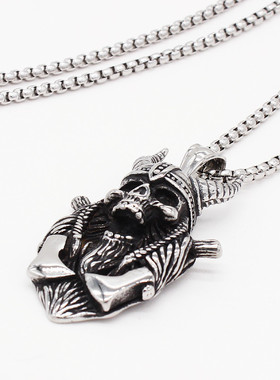 时尚钛钢项链欧美个性复古吊坠