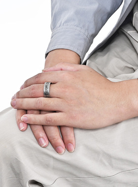 时尚钛钢戒指北欧海盗维京人文字钛钢戒指做旧字符钛钢戒指指环