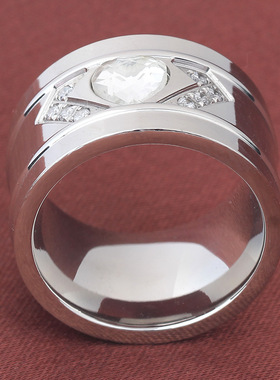 时尚钛钢戒指 欧美ins简约我心爱心双向箭头镶钻钛钢戒指心形指环