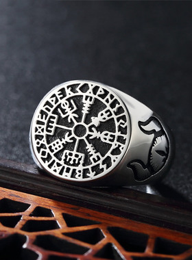 时尚钛钢男款戒指 欧美风个性复古维京海盗钛钢戒指潮男指环