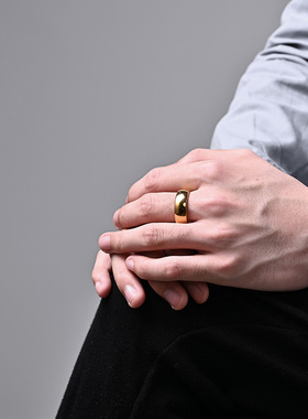 时尚男女戒指 18K金简约内外球钨钢戒指 468毫米钨金指环尾戒戒指