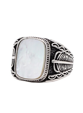 时尚钛钢男款戒指欧美简约贝壳