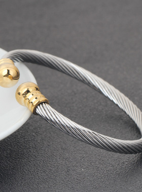 开口手镯手环时尚风钛钢开口手环