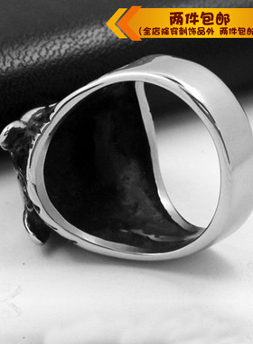 复古狼头朋克风钛钢戒指