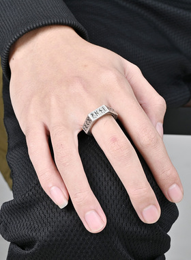 时尚钛钢戒指 北欧维京文字戒指 卢恩符文六角螺母钛钢戒指指环
