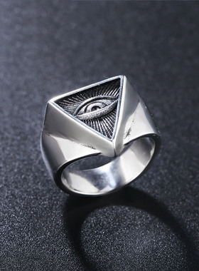 欧美风复古共济会男士钛钢戒指
