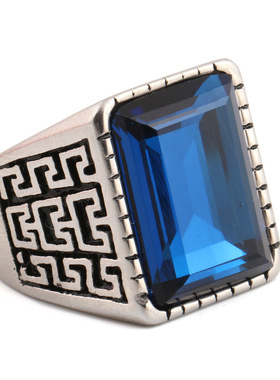 典雅风复古宝石钛钢戒指