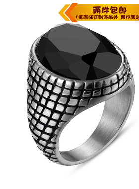 欧美宝石朋克风钛钢戒指