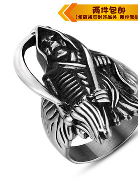 霸气风男士骷髅头钛钢戒指