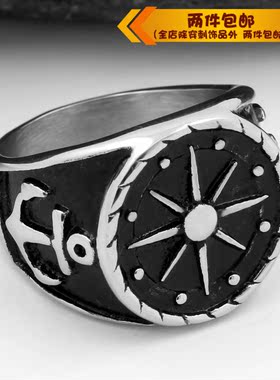 钛钢戒指指环船锚朋克风钛钢戒指