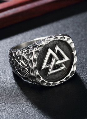 北欧维京风男士钛钢戒指