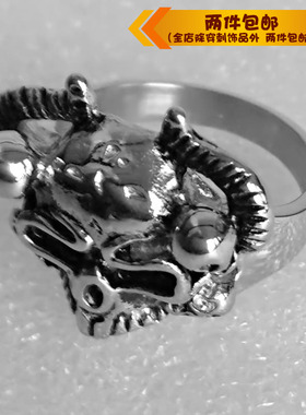 欧美风骷髅鬼头钛钢戒指