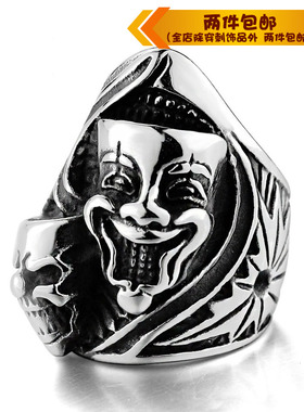 欧美风复古骷髅头钛钢戒指