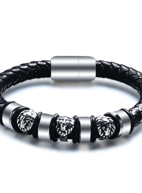 时尚风复古狮子头钛钢手镯