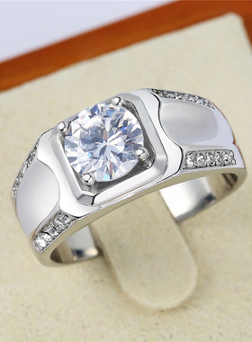 时尚钛钢男款戒指 钻戒简约男士结婚钻戒 Ins锆石钛钢戒指指环