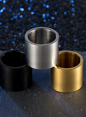 时尚钛钢戒指 钛钢拉丝大光板指环 金色男士扳指拉丝钛钢戒指指环