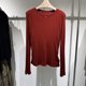 2025 new autumn clothing popular women's T-shirt tops slim fit long-sleeved lyocell mulberry silk trend