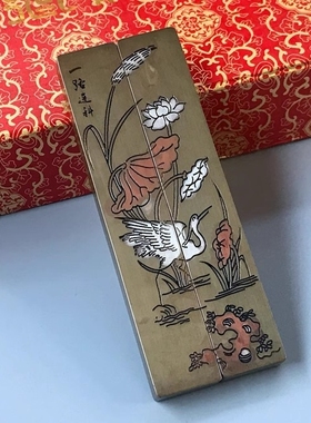 一对书房办公区镇纸金属文房中式