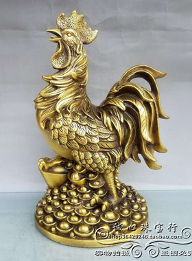 纯铜元宝鸡招财金钱鸡摆件