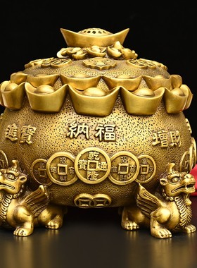 客厅门店聚宝盆纯铜貔貅四方纳财