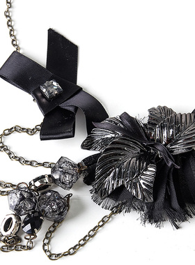 复古重工合金属双层金属毛衣项链